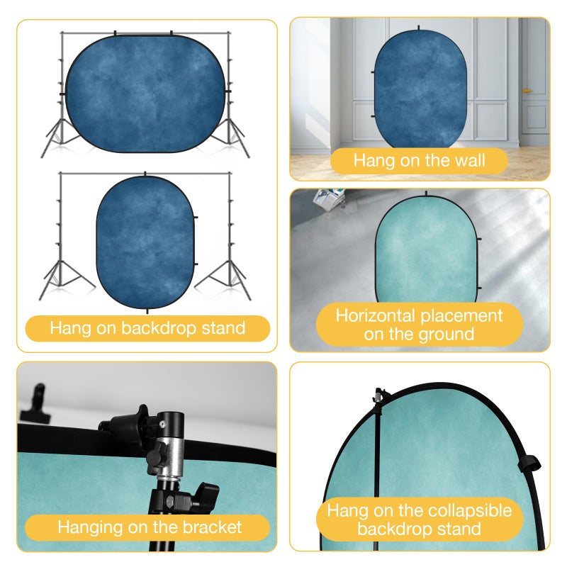 Kate Collapsible Backdrop Pop Up Photo Backdrops Blue Folded Background for Headshot, for Portrait Photography, for Video, 5x6.5ft - Image 4
